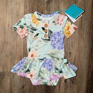 NWT Posh Peanut Erin Short Sleeve Henley with Twirl Skirt Bodysuit